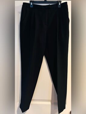 ViNY Atrium Collection Black Metallic Fine Pinstriped Pleated Trousers - SZ 12